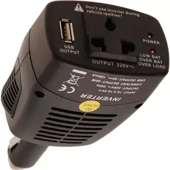 Měnič napětí Měnič napětí 12 V na 220 V s 5V USB zdířkou (BGS1063528) (Měnič napětí převádí 12 V stejnosměrné napětí na 220 V střídavé a nabízí USB zdířku 5 V pro nabíjení drobné elektroniky během cestování. Kompaktní provedení umožňuje snadnou instalaci do automobilu