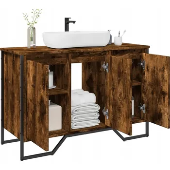 Koupelnový nábytek VidaXL Skříňka pod umyvadlo, kouřový dub, 91x35x60 cm