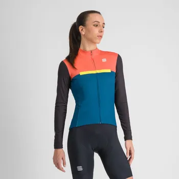 cyklistický dres SPORTFUL Cyklistický dres s dlouhým rukávem zimní - PISTA THERMAL W - modrá/černá/oranžová M