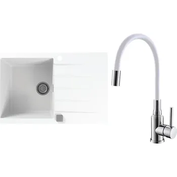 Granitový dřez Set Alveus (dřez Cadit 20 White 11 + baterie Mintas Bílá/Chrom) SETA25091
