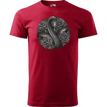 Pánské oblečení Sablio Tričko s potiskem Hadí objetí - červené XL