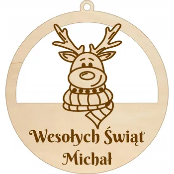 Vánoční dekorace DŘEVĚNÁ VÁNOČNÍ KOULE S GRAVÍROVÁNÍM SOBEM, JMÉNEM SOB DÁREK