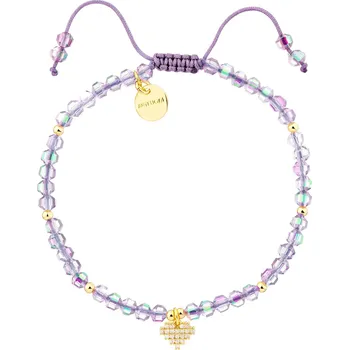 Náramek Pozlacený náramek z mosazi se skleněnými detaily a zirkony - srdce - AR542-1590