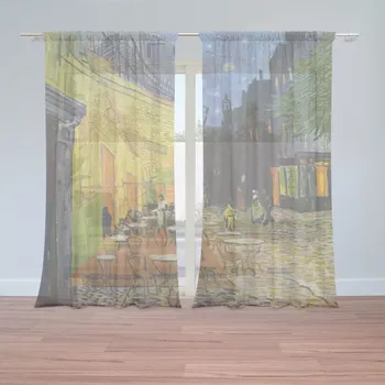 Záclona Sablio Záclony Terasa kavárny v noci - Vincent van Gogh: 2ks 150x250cm
