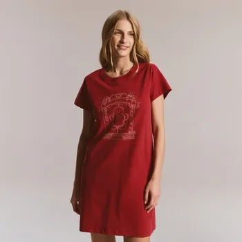 Dámské tričko Reserved - Noční košile s&nbsp;vánočním potiskem - červená - 956EX-33X - 956EX-33X-XS