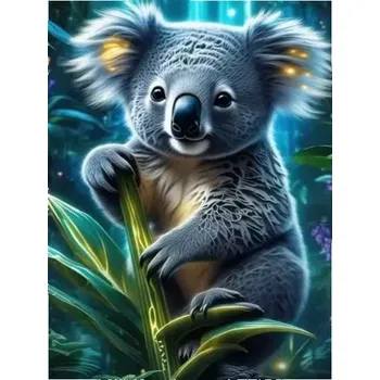 Diamantové malování Diamantové malování/Homfun - Koala a větvička + perleťové kamínky