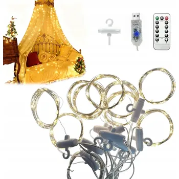 Vánoční dekorace Vánoční LED závěs 3x3m 300 světel USB Dálkové ovládání Háčky Teplá bílá