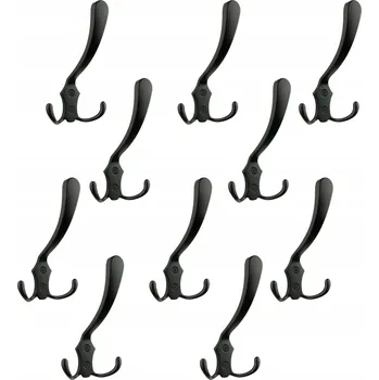 Věšák 10x Věšák na oblečení háček koupelnový kovový černý držák na ručníky