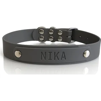 Obojek pro psa Obojek pro malého / velkého psa s gravírovaným jménem, voděodolný, šedý, S