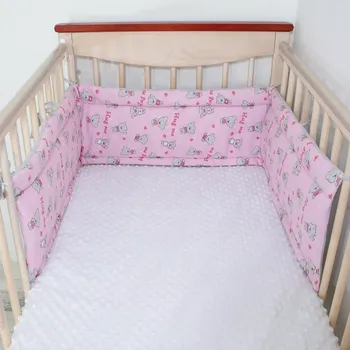 Příslušenství pro dětskou postel a kolébku ESITO | Mantinel do postýlky Teddy bears Pink - růžová / 28 x 180 cm