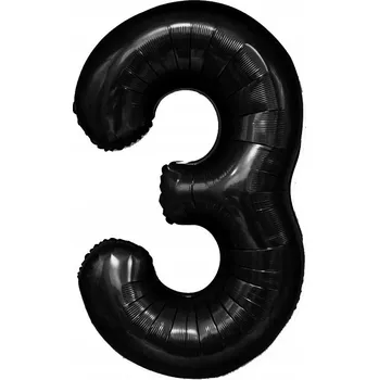 Balónek Fóliové Balónky ČÍSLICE 3 černé 100 cm héliové