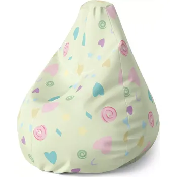 Sedací pytel Sablio Sedací vak Pear Srdíčka a spirály - 140 x 100 x 25 cm