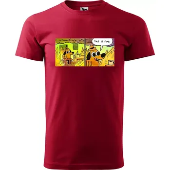 Pánská móda Sablio Tričko s potiskem This is fine - červené 2XL