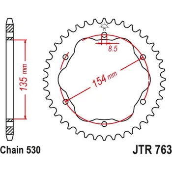 Řetězová sada pro motocykl JT Řetězová rozeta JT JTR 763-40ZBK 40 zubů, 530 Černý zinek
