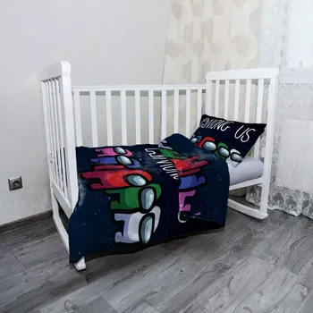 Povlečení Sablio Mikroplyšové dětské povlečení do postýlky AMONG US ve vesmíru - 120x90 / 40x60