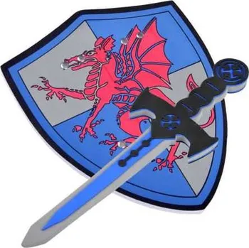 Dětská zbraň Pěnový meč s pěnovým štítem pro malého rytíře Červená