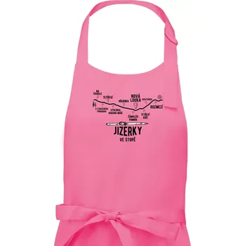 Kuchyňská zástěra Jizerky ve stopě - Dámská zástěra na vaření - Univerzální velikost ( Růžová )