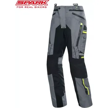 Moto kalhoty SPARK PACER pánské textilní moto kalhoty, šedá-fluo