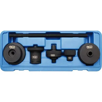 Stahovák Souprava pro montáž a demontáž silentbloků pro zadní nápravu BGS1064111 Pro Ford Mondeo. Sada 6 dílů (BGS1064111) (Souprava obsahuje 6 dílů určených pro montáž a demontáž silentbloků zadní nápravy u vozů Ford Mondeo, kompatibilní s více generacemi tohoto