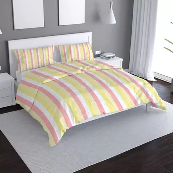 Povlečení Sablio Povlečení Žlutorůžové pruhy - 140x220 / 90x70