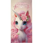 Plážová osuška, Jednorožec s růží, 70 x 140 cm