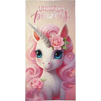Plážová osuška, Jednorožec s růží, 70 x 140 cm
