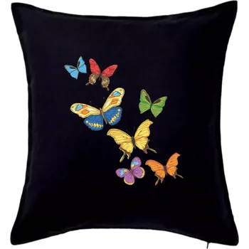 Polštář Barevní motýli - Polštář 50x50 - 50x50 - Pouze potah ( Černá )