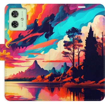 Pouzdro na mobilní telefon Flip pouzdro iSaprio na mobil Motorola Moto G54 5G - Colorful Mountains 02 s kapsičkami na karty (Knížkové flipové pouzdro iSaprio pro mobil Motorola Moto G54 5G - Colorful Mountains 02 - elegantní obal s kapsami, stojánkem a magnetickým zavíráním)