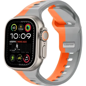 Pouzdro na mobilní telefon Cubenest Premium Silicone Band LUNAR GREY with Orange (42-49mm)