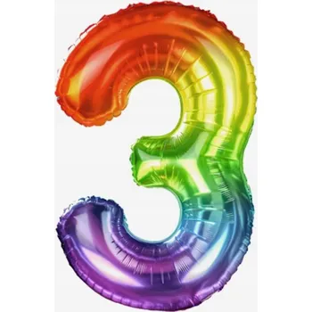 Balónek BALÓNEK ČÍSLICE 3 BAREVNÝ DUHOVÝ K NAROZENINÁM VELKÝ