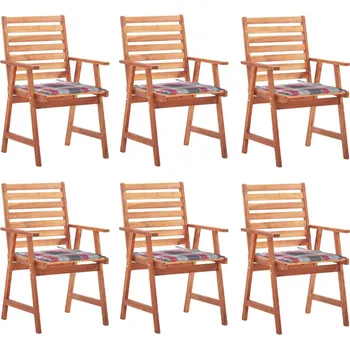 Zahradní jídelní židle 6 ks s poduškami masivní akáciové dřevo Hnědá3078360