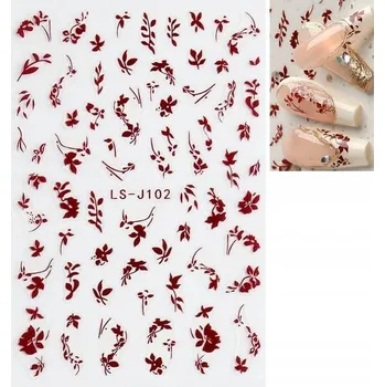samolepka Samolepky 3D ozdoby na nehty samolepící červené lístky S135