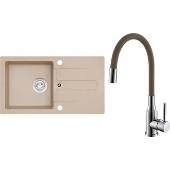 Set Alveus (dřez Cortina 110 Beige 55, bez excentru + baterie Mintas Béžová/Chrom) SETA25364