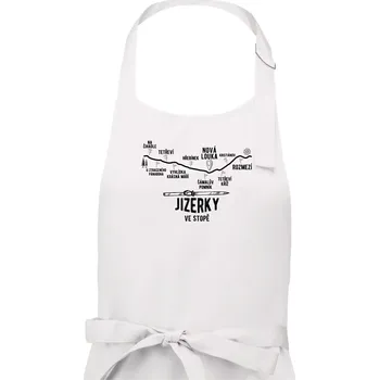 Kuchyňská zástěra Jizerky ve stopě - Dámská zástěra na vaření - Univerzální velikost ( Bílá )