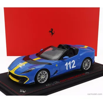 autíčko Bbr-models Ferrari 812 Competizione A Spider N 112 2022 - Con Vetrina - With Showcase 1:18 French Racing Blu - Modrá Žlutá
