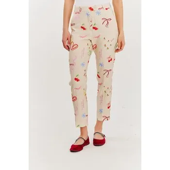 Dámské kalhoty NAOKO Kalhoty z materiálu Lazy Mornings Béžová Regular Fit S