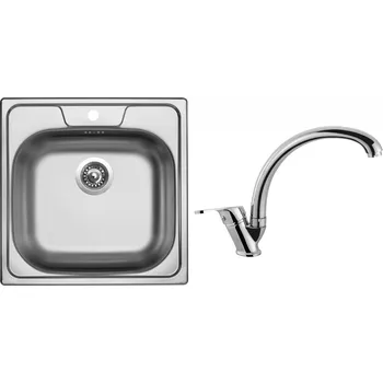 Nerezový dřez Set Sinks CLASSIC 480 matný+ baterie Výpusť: 3 1/2"
