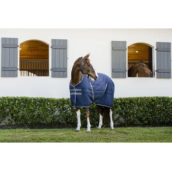 Deka pro koně RAMBO Deka stájová Rambo, hladká podšívka, 400 g, navy/thunderstorm grey & silver Délka zad: 145 cm