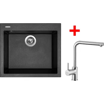 Kuchyňský dřez Set Sinks CUBE 560 + baterie Barva: Černá metalická, Baterie: ELKA, Označení: Metalblack + Dárek