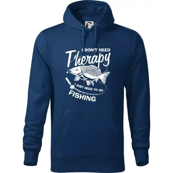 Pánská mikina I dont need therapy - fishing - Mikina pánská Cape s kapucí - 2XL ( Půlnoční modrá )
