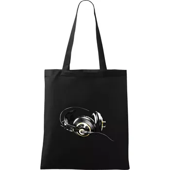 DJ sluchátka zlatá - Taška bavlněná - 42 x 38 cm ( Černá )