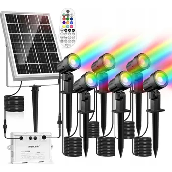 Venkovní osvětlení MEIKEE Solární RGB Lampa s Dálkovým Ovládáním, 10 Barev, IP66 Vodotěsná, 6 Kusů