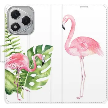 Pouzdro na mobilní telefon Flip pouzdro iSaprio na mobil Honor 400 Lite - Flamingos s kapsičkami na karty (Knížkové flipové pouzdro iSaprio pro mobil Honor 400 Lite - Flamingos - elegantní obal s kapsami, stojánkem a magnetickým zavíráním)