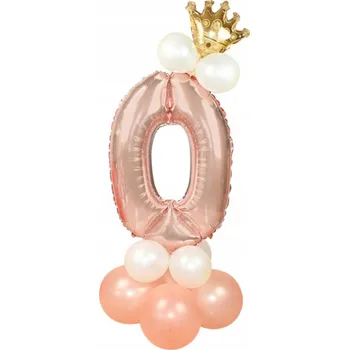 Balónek BALÓNKY ROSE GOLD PRO HOLČIČKU ČÍSLICE 0 NAROZENINY