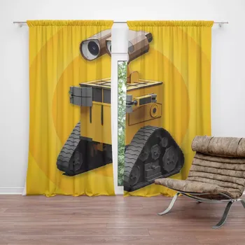 Závěs Sablio Závěs Wall-E robot Žlutý: 2ks 140x250cm