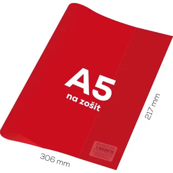 Sešit Junior Obal na sešit A5 PVC 306x217 mm - průhledný/červený