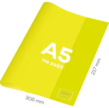 Sešit Junior Obal na sešit A5 PVC 306x217 mm Neon Color - průhledný/žlutý