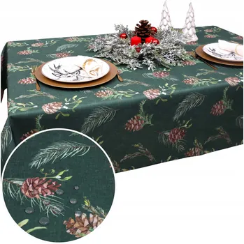 ubrus Obrus Świąteczny BN25 – Šišky 275-3 Odolný proti skvrnám 180x140 Vánoční ubrus