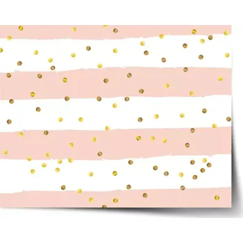 Plakát Sablio Plakát Pruhy a zlaté tečky - 60x40 cm