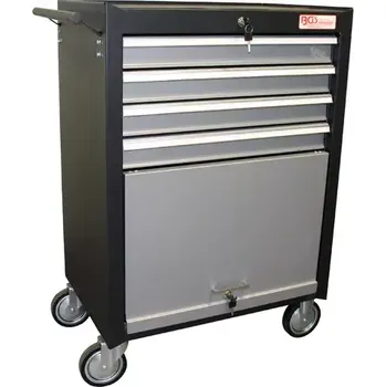 Montážní pojízdný vozík BGS102004 4 zásuvky, 1 sklopná přihrádka. Prázdný (BGS102004) (4x zásuvka, rozměry 680 × 458 × 995 mm)